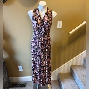 Elegant Sleeveless Animal Print Maxi Dress